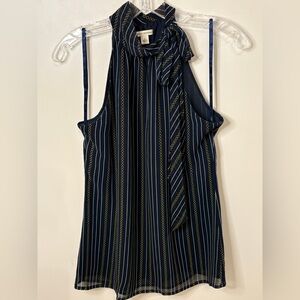 Banana Republic Navy and Gold Chain Halter Top